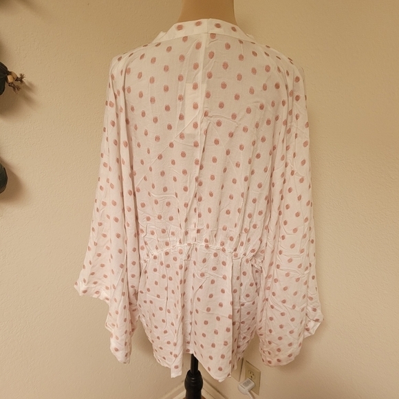 Sim & Sam White and Pink Polka Dot Kimono Jacket - Picture 2 of 5